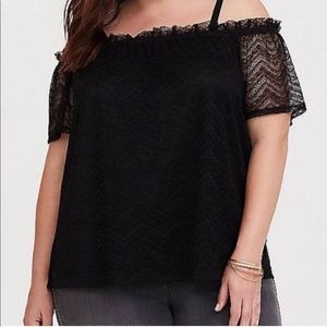 Torrid Black Lace Cold off the Shoulder Top Medium